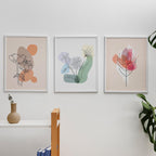 Modern Botanical Line Art Set of 3 – Minimalist Flower Wall Art Prints for Living Room, Bedroom, Office – Nordic Aesthetic Decor