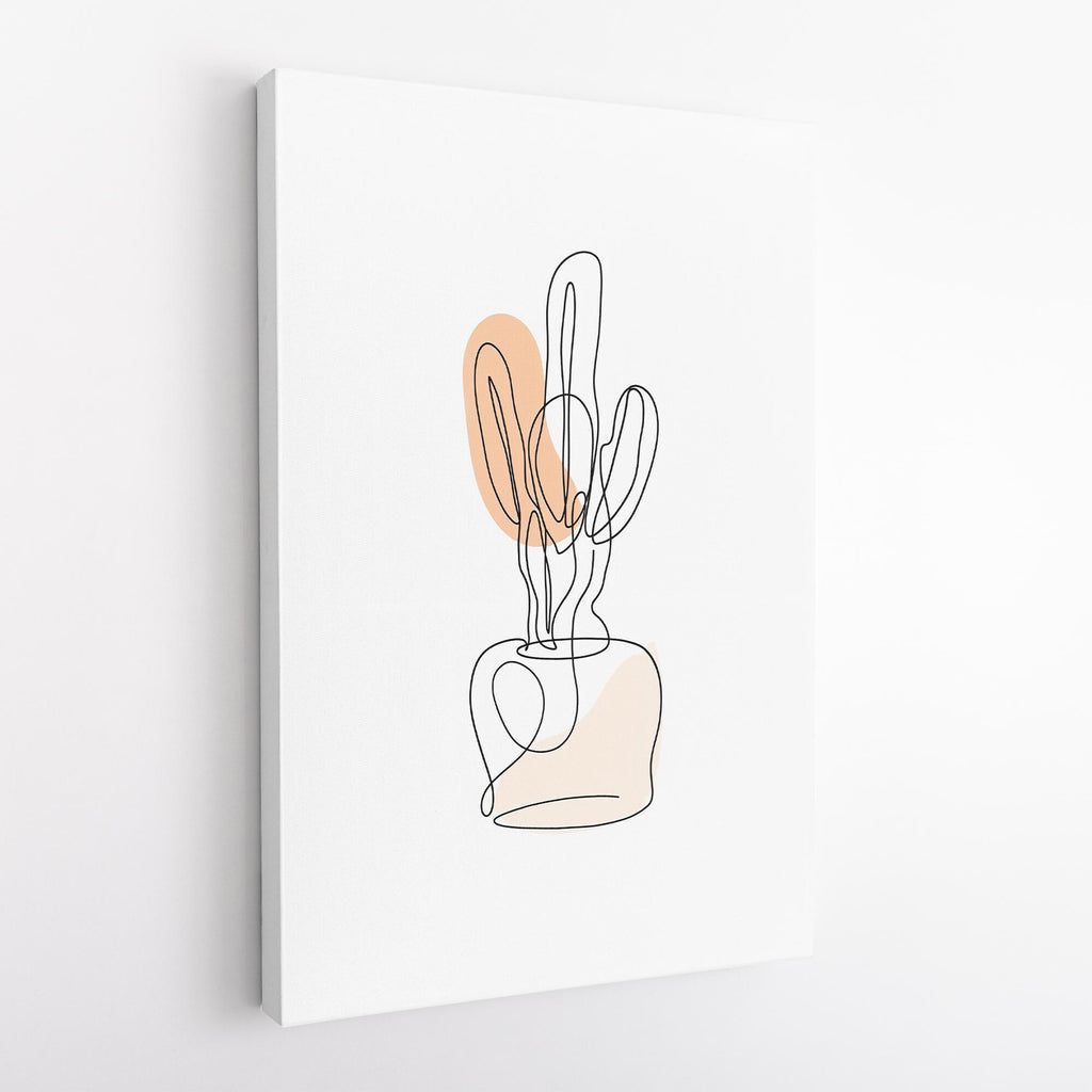 Minimalist Line Art Cactus Print – Modern Boho Wall Art, Abstract Botanical Drawing, Scandinavian Poster, Neutral Aesthetic Decor