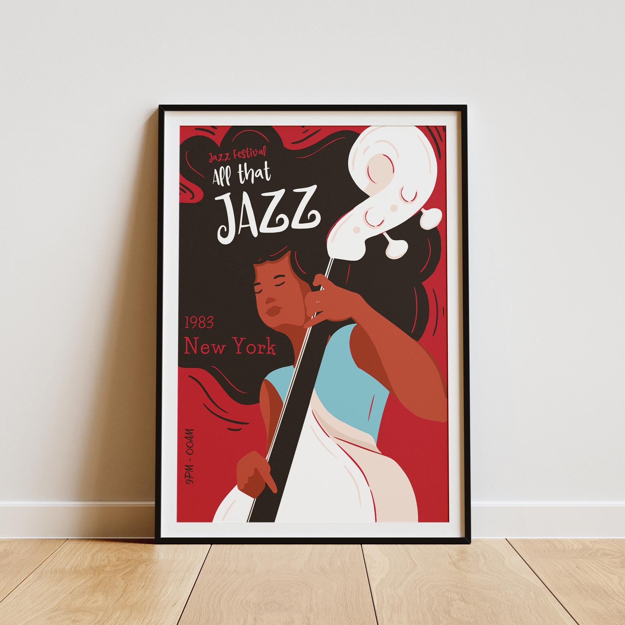 1983 New York Jazz Festival Poster - Premium Quality, FSC Certified Paper, Solid Pine Frame, Ready to Hang - Perfect for Jazz Lovers!