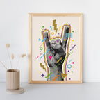 Retro Pop Art Hand Sign Poster - Museum-Quality Matte Print, Premium Pine Frame, Plexiglass Protection - 3 Frame Colors Available!