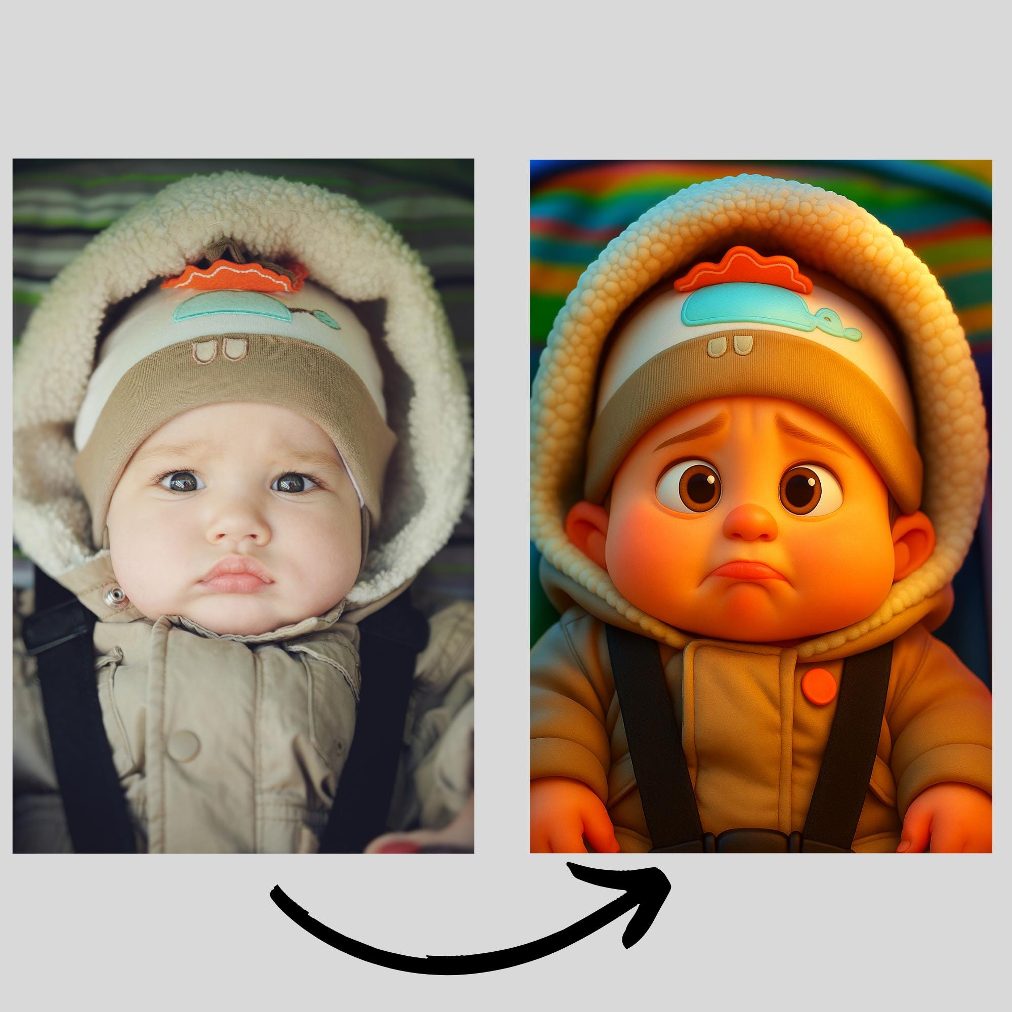 Custom Baby Cartoon Portrait: Personalized Nursery Wall Art