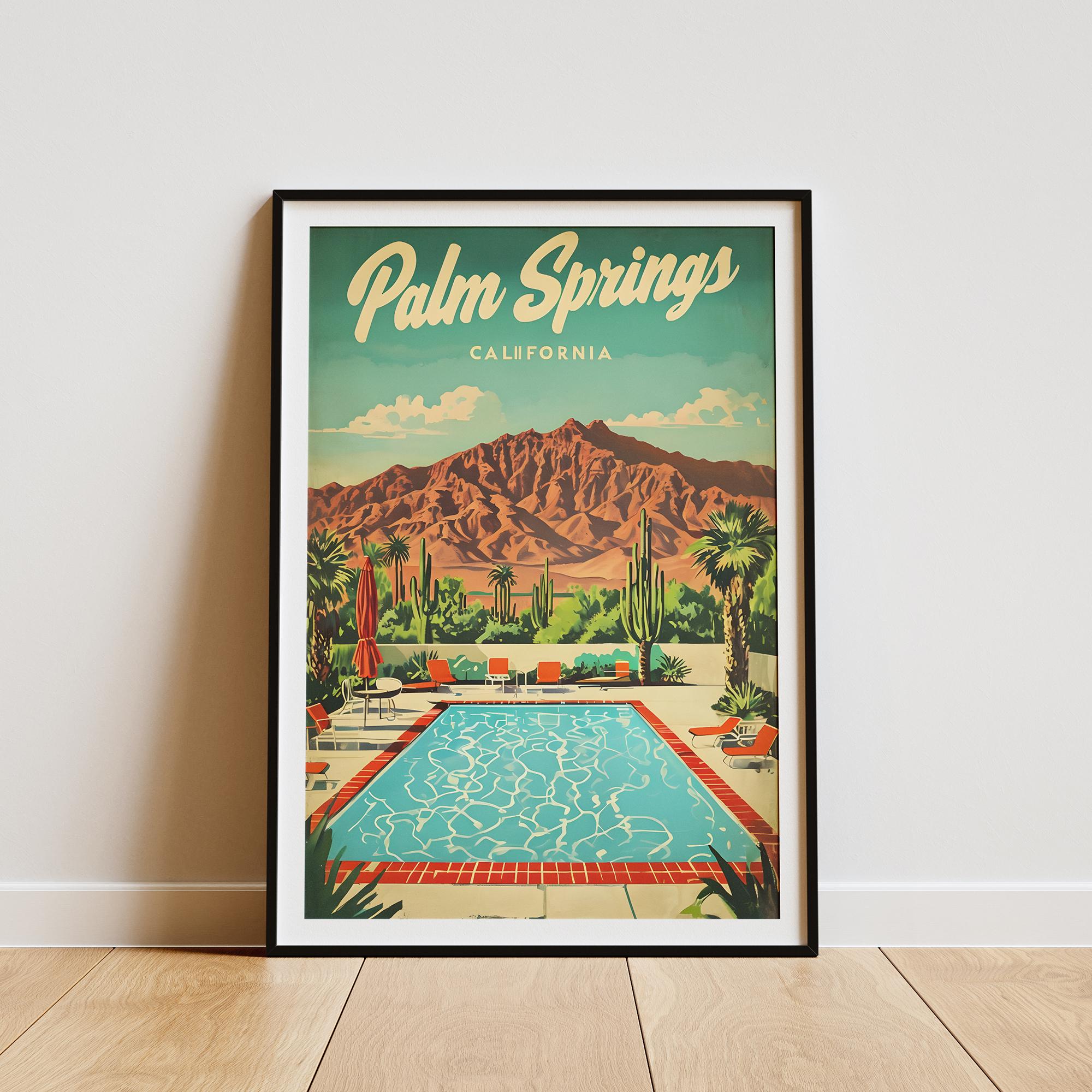 Palm Springs Vintage Travel Poster - Mid Century Wall Art - Framed & Unframed - Retro California Decor - Museum Quality Print