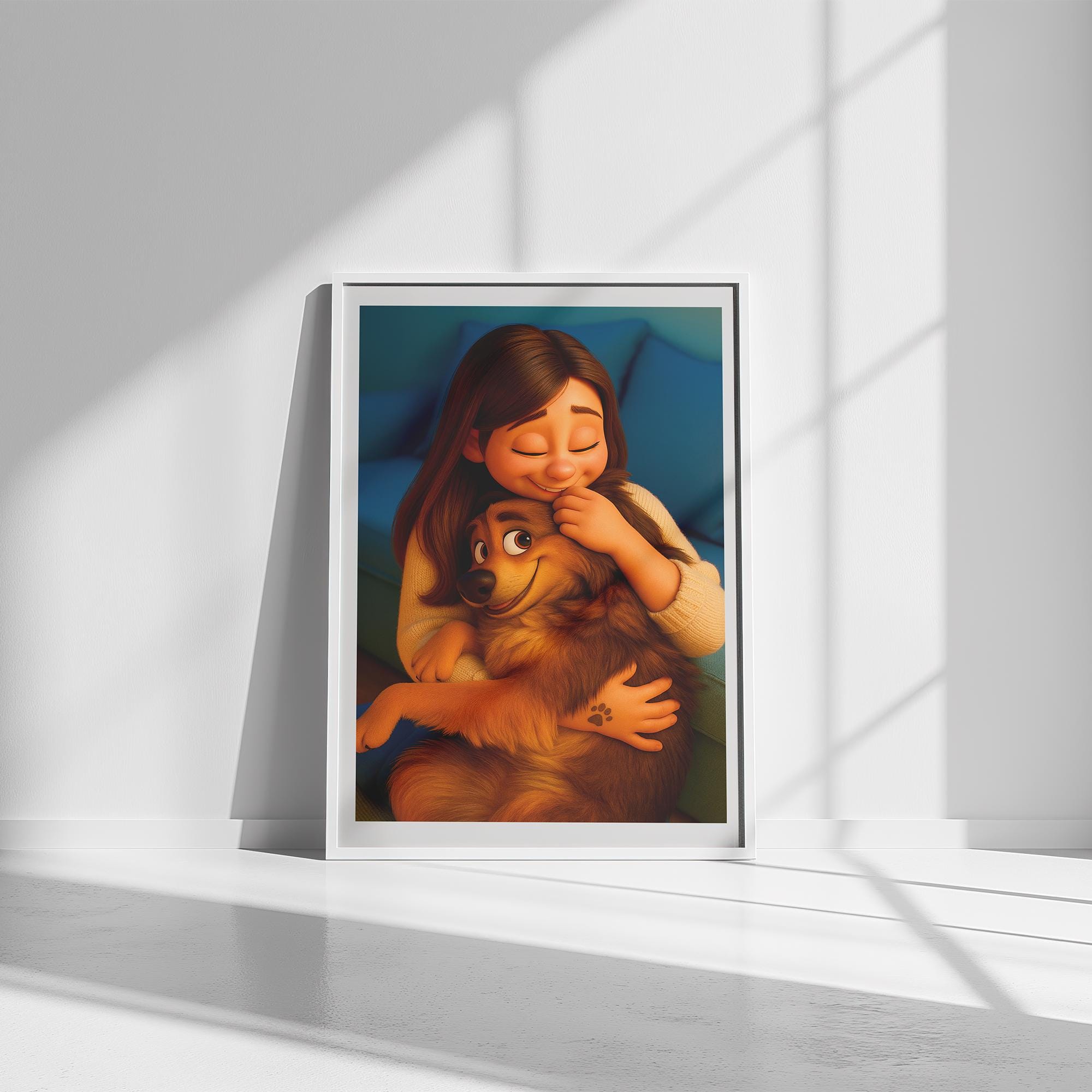 Custom Pet Portrait: Cartoon Style Dog or Cat Art - Poster, Framed, or Canvas
