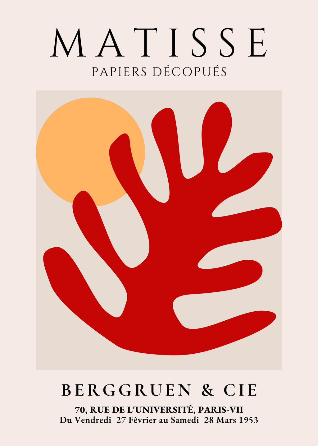 Matisse Red Coral Cutout Poster - Museum-Quality Art Print - Solid Wood Frame - Modern Wall Art - Ready to Hang