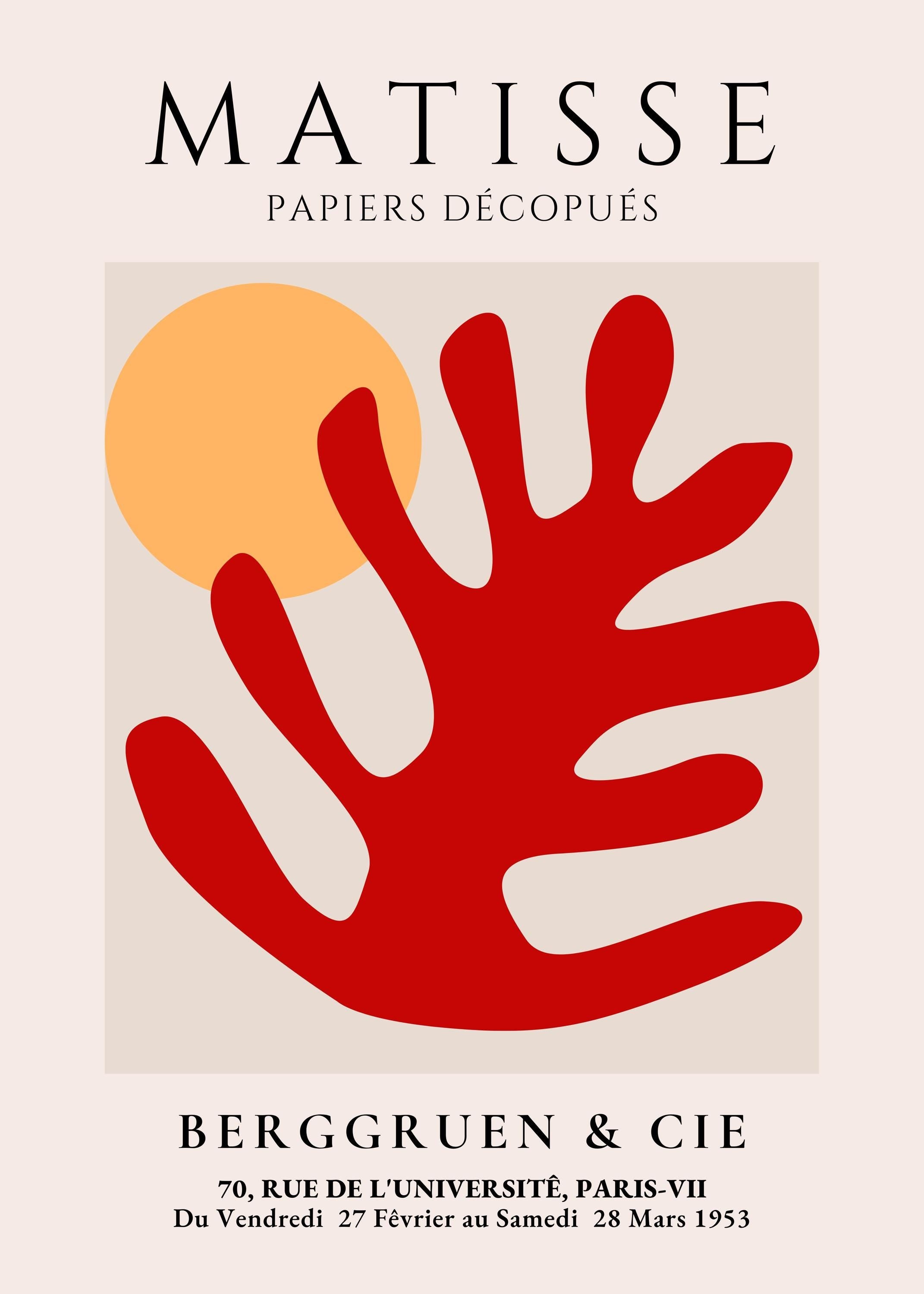 Matisse Red Coral Cutout Poster - Museum-Quality Art Print - Solid Wood Frame - Modern Wall Art - Ready to Hang