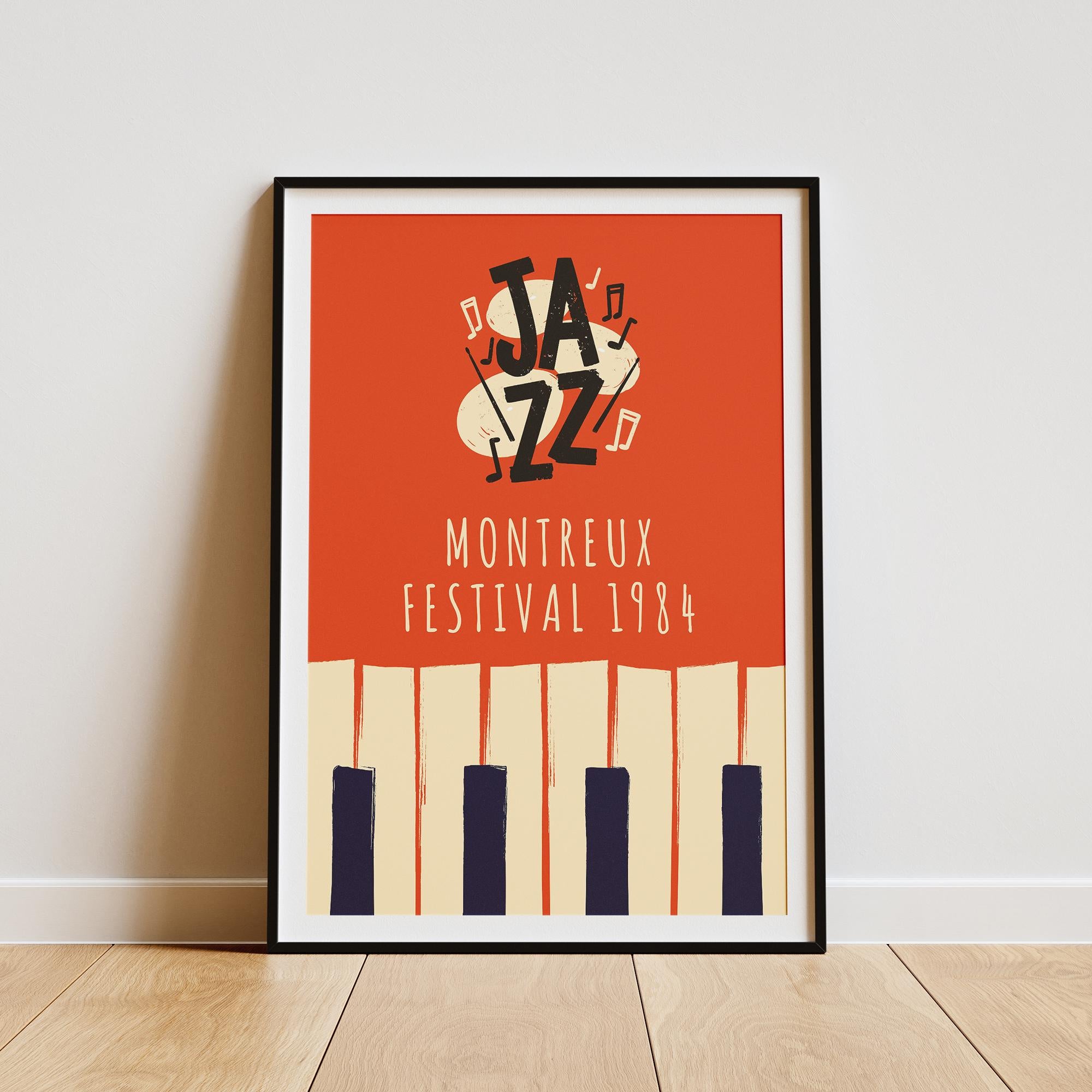 Vintage Montreux Jazz Festival 1984 Poster - Museum-Quality Matte Paper, Solid Wood Frame (Black, White, or Natural) - Ready to Hang
