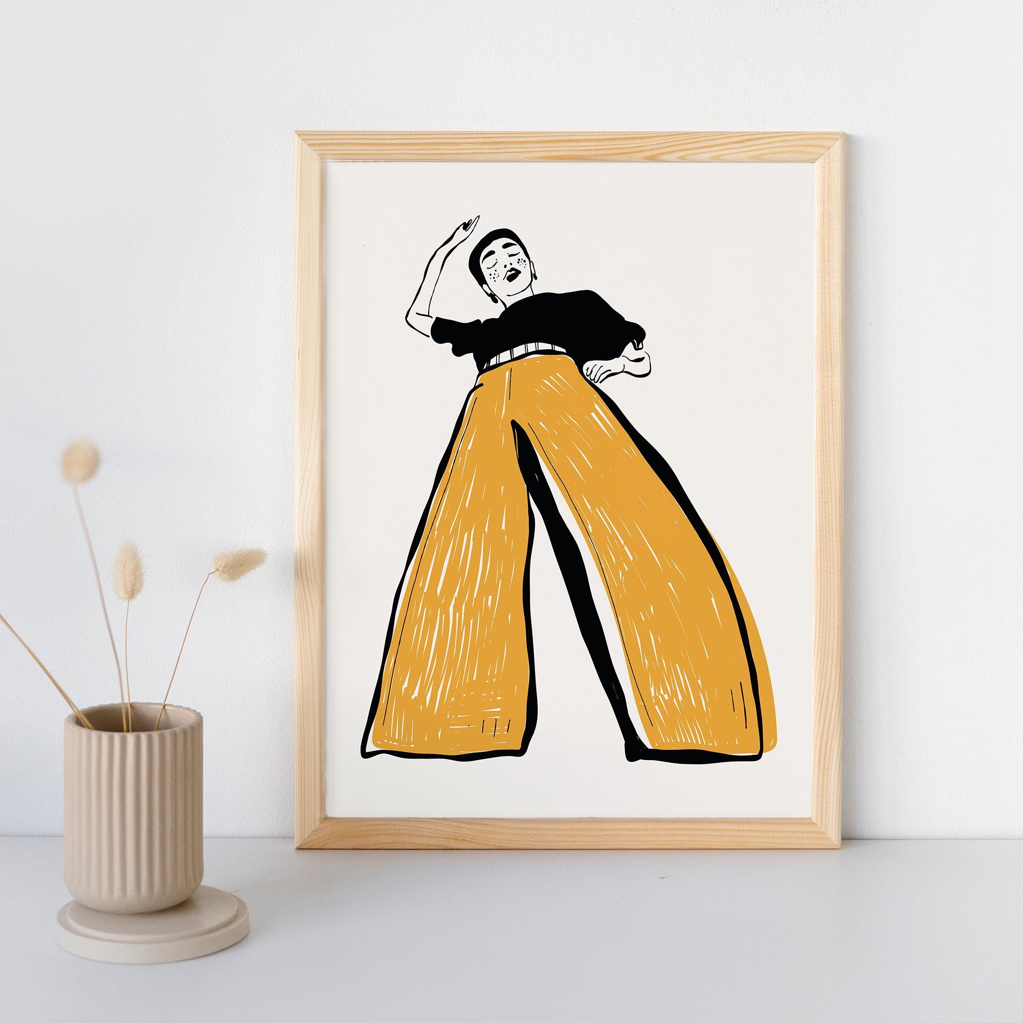 Trendy Abstract Art Poster - Museum-Quality Print with Durable Pine Frame - Available in 3 Colors, Multiple Sizes - Ready to Hang