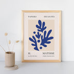 Matisse-Inspired Blue Abstract Cut-Out Poster - Museum Quality Paper, Ready-to-Hang, Sustainable Materials, Elegant Home Decor