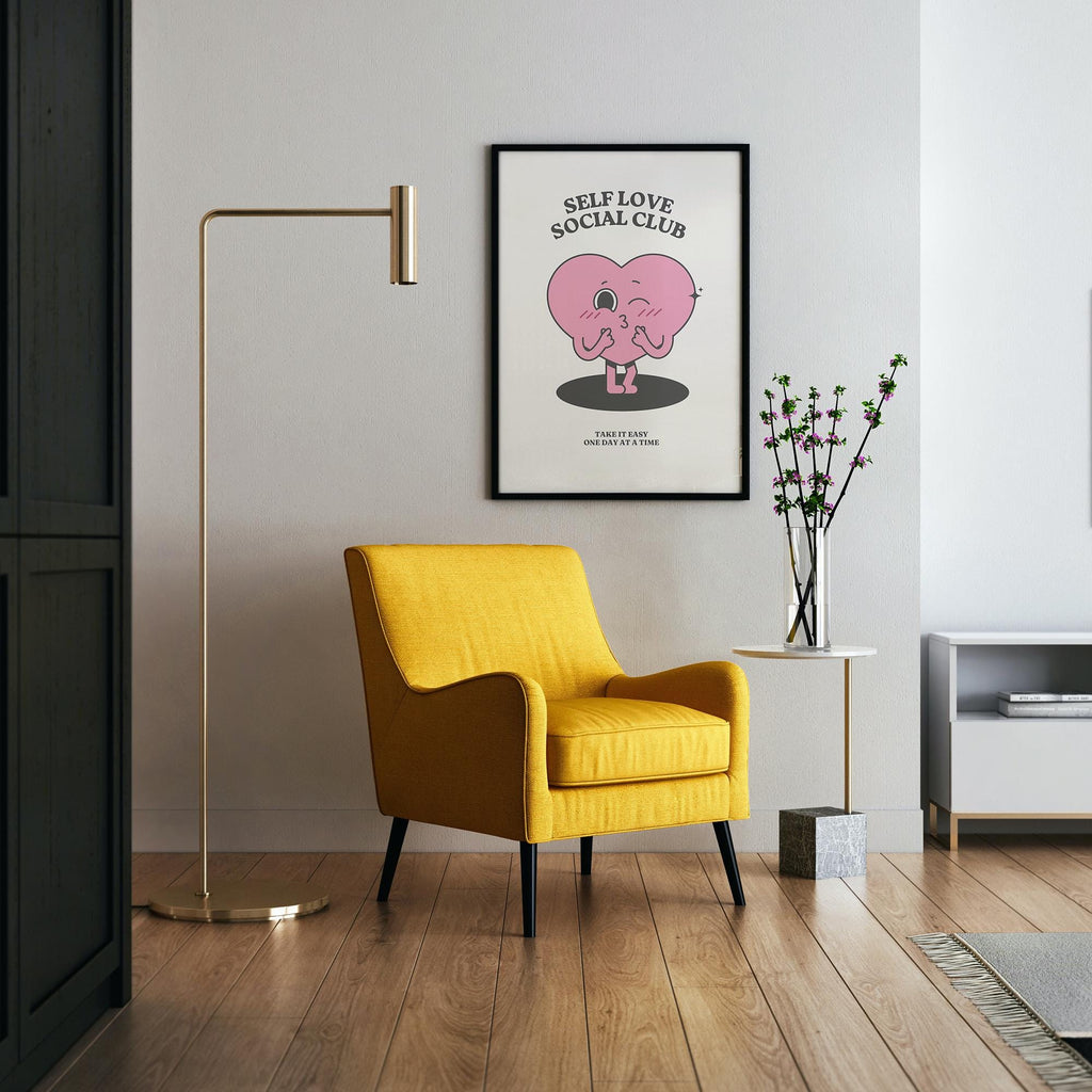 Self Love Social Club Poster - Premium Matte Paper, Solid Wood Frame, Ready to Hang