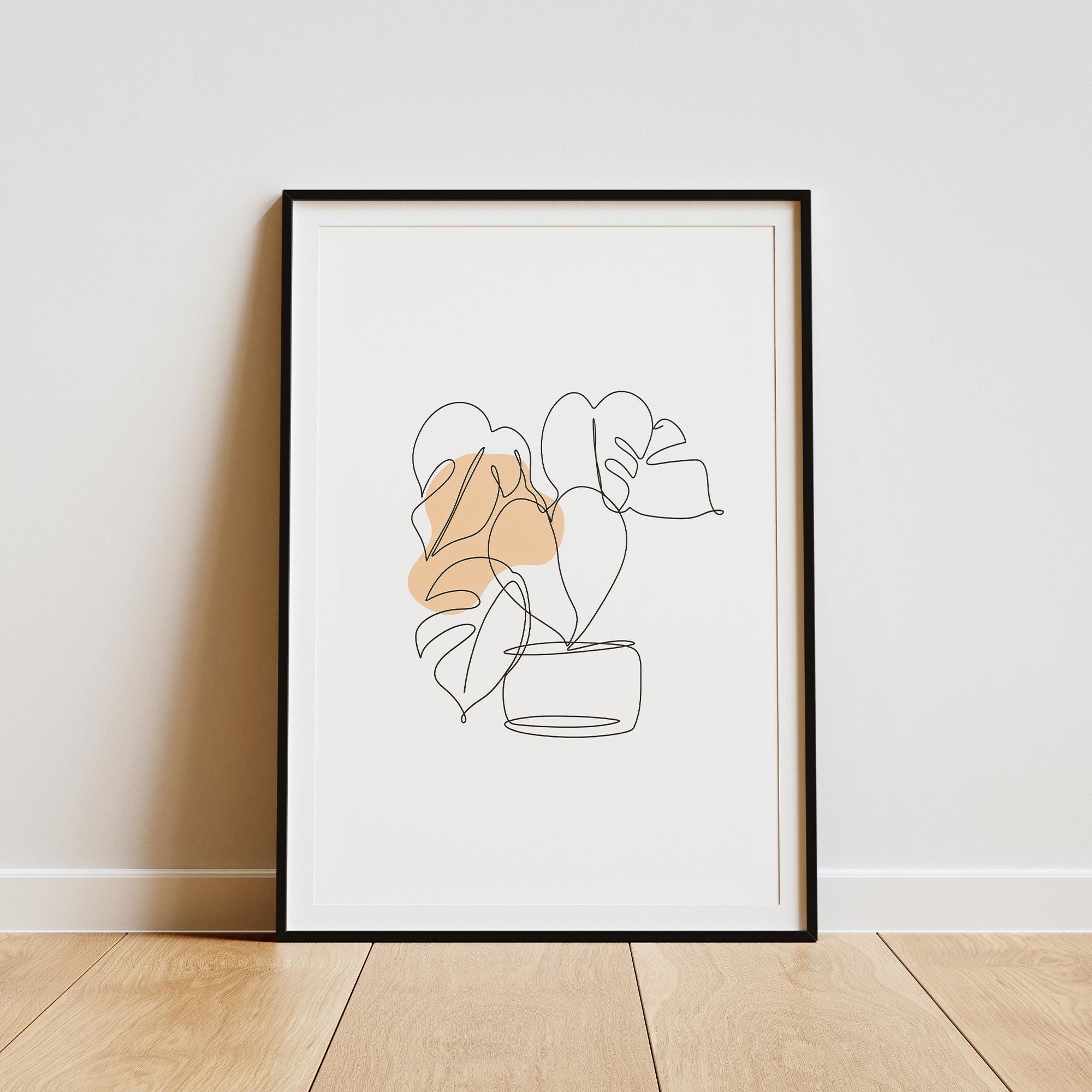Monstera Line Art Print - Minimalist Botanical Wall Art - Scandinavian Plant Poster - Modern Home Decor