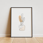 Minimalist Line Art Cactus Print – Modern Boho Wall Art, Abstract Botanical Drawing, Scandinavian Poster, Neutral Aesthetic Decor
