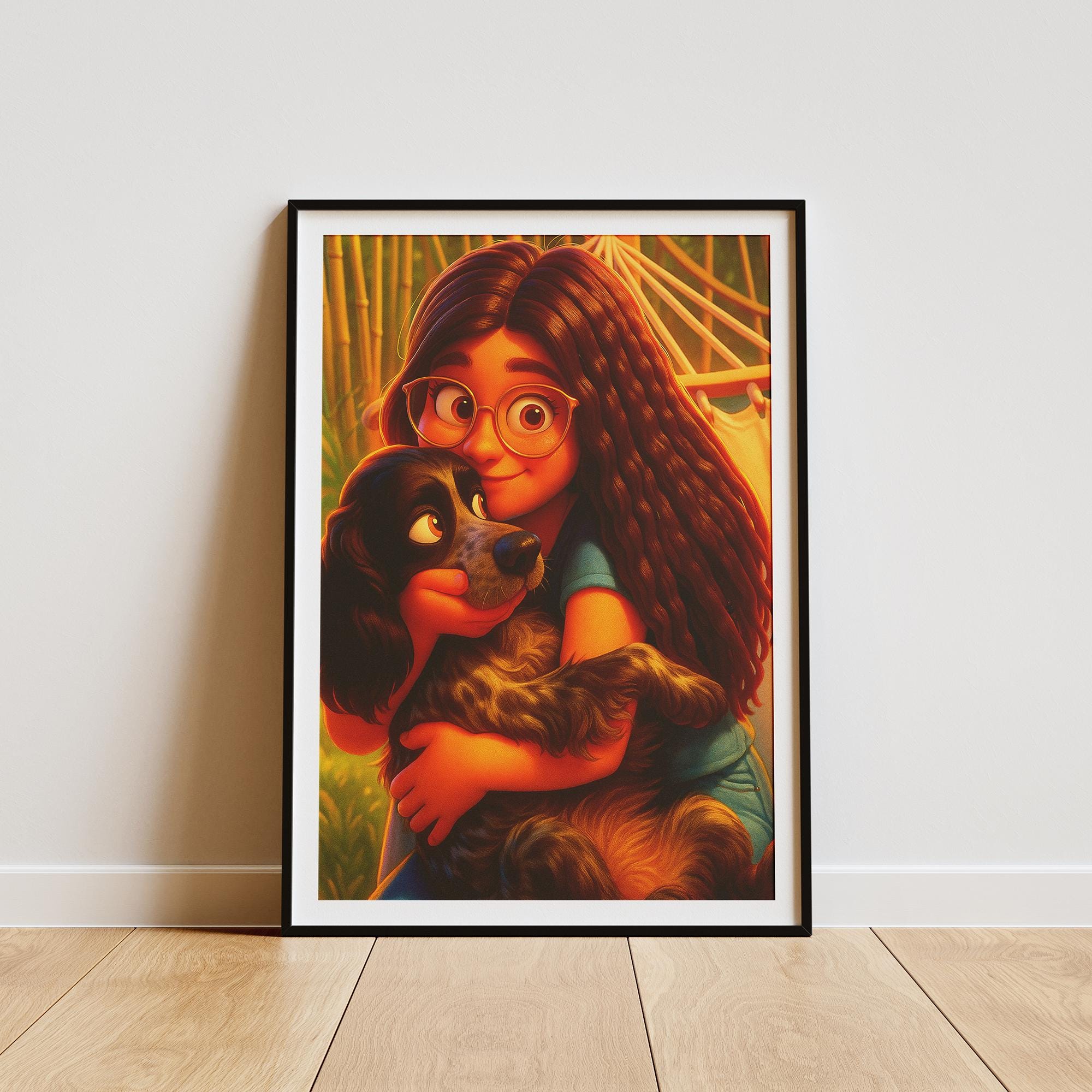 Custom Pet Portrait: Cartoon Style Dog or Cat Art - Poster, Framed, or Canvas