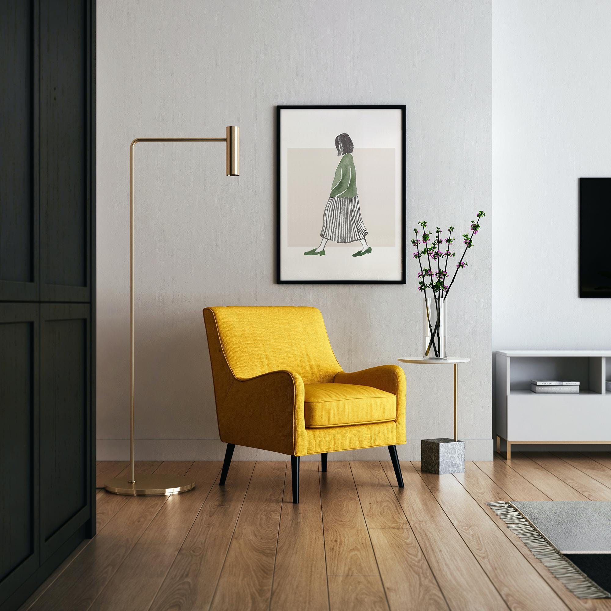 Minimalist Walking Woman Poster - Museum-Quality Matte Paper with Durable Wooden Frame, Available in Black, White, and Wood - 15 Sizes