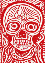 Bold Red Skull Art Print - Museum Quality, Framed in Durable Wood, Ready to Hang, High-Quality Paper, Perfect for Art Lovers!