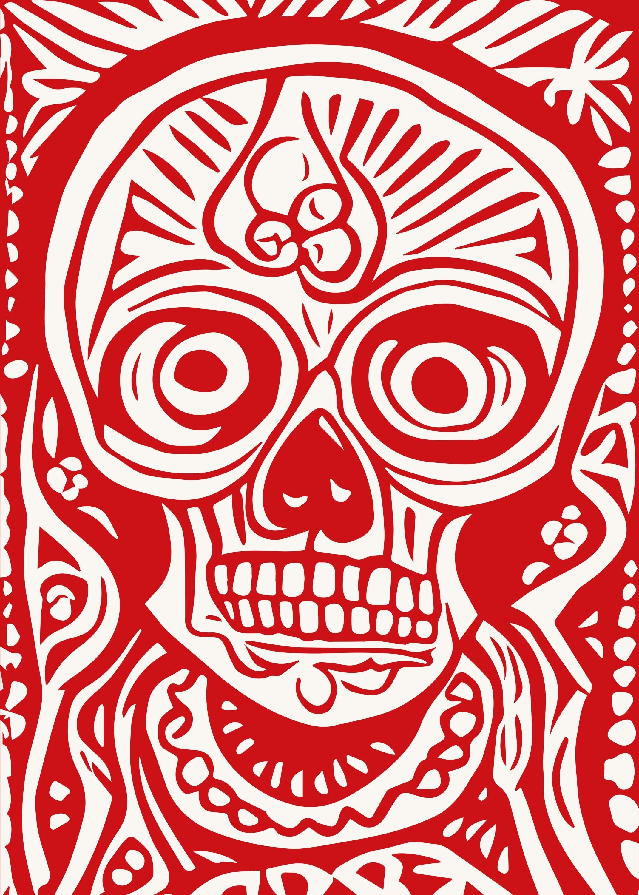 Bold Red Skull Art Print - Museum Quality, Framed in Durable Wood, Ready to Hang, High-Quality Paper, Perfect for Art Lovers!