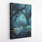 Enchanted Forest Wall Art | Glowing Mushroom Fantasy Print | Framed or Canvas | Mystical Woodland Decor | Dreamy Nature Illustration