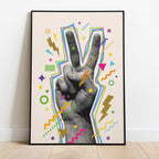 Peace Sign Art Print - Framed Poster, Museum-Quality Matte Paper, Sustainable Wood Frame, Vibrant Retro Design, Ready to Hang