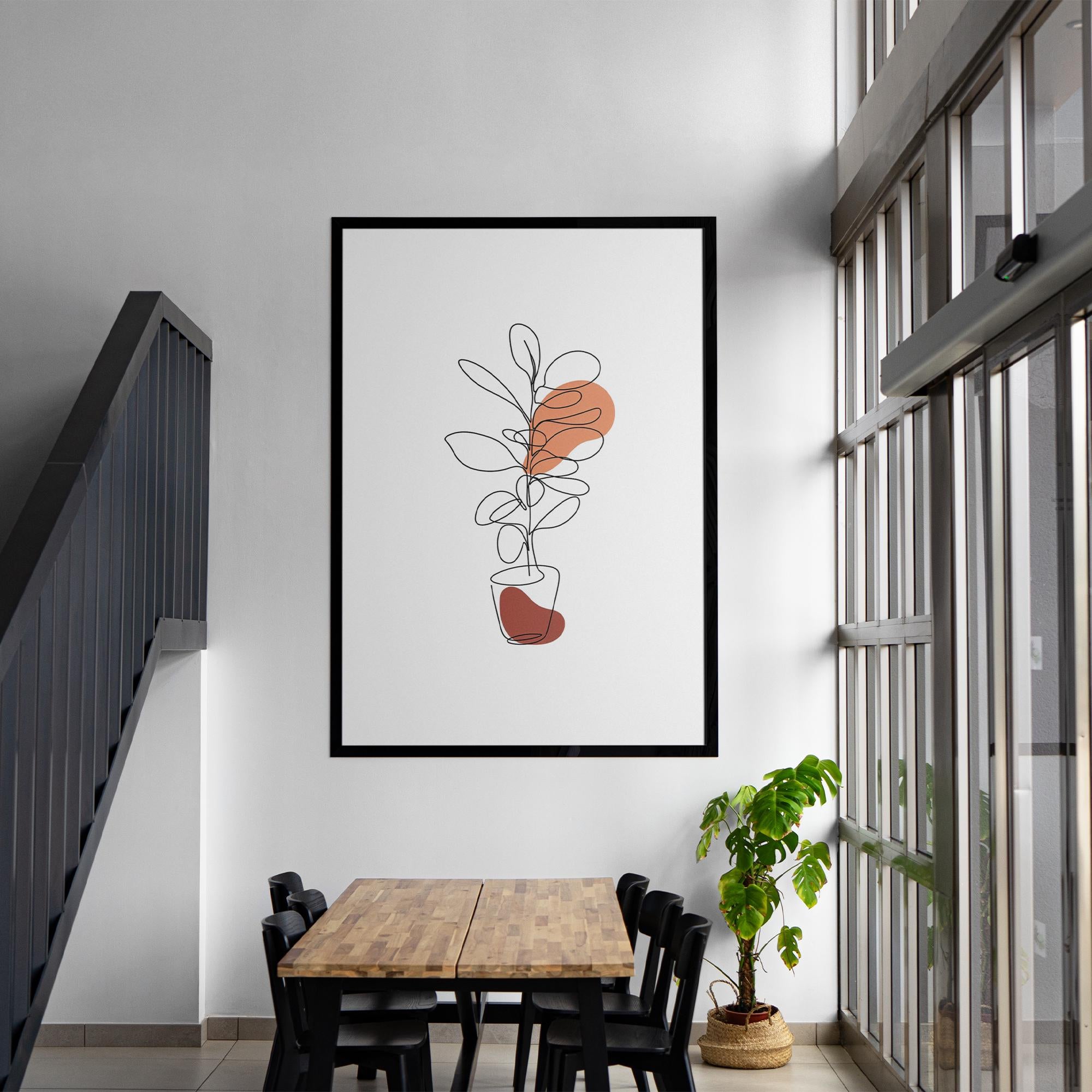 Minimalist Botanical Line Art Print – Abstract Plant Drawing, Modern Boho Wall Art, Scandinavian Poster, Neutral Aesthetic Decor