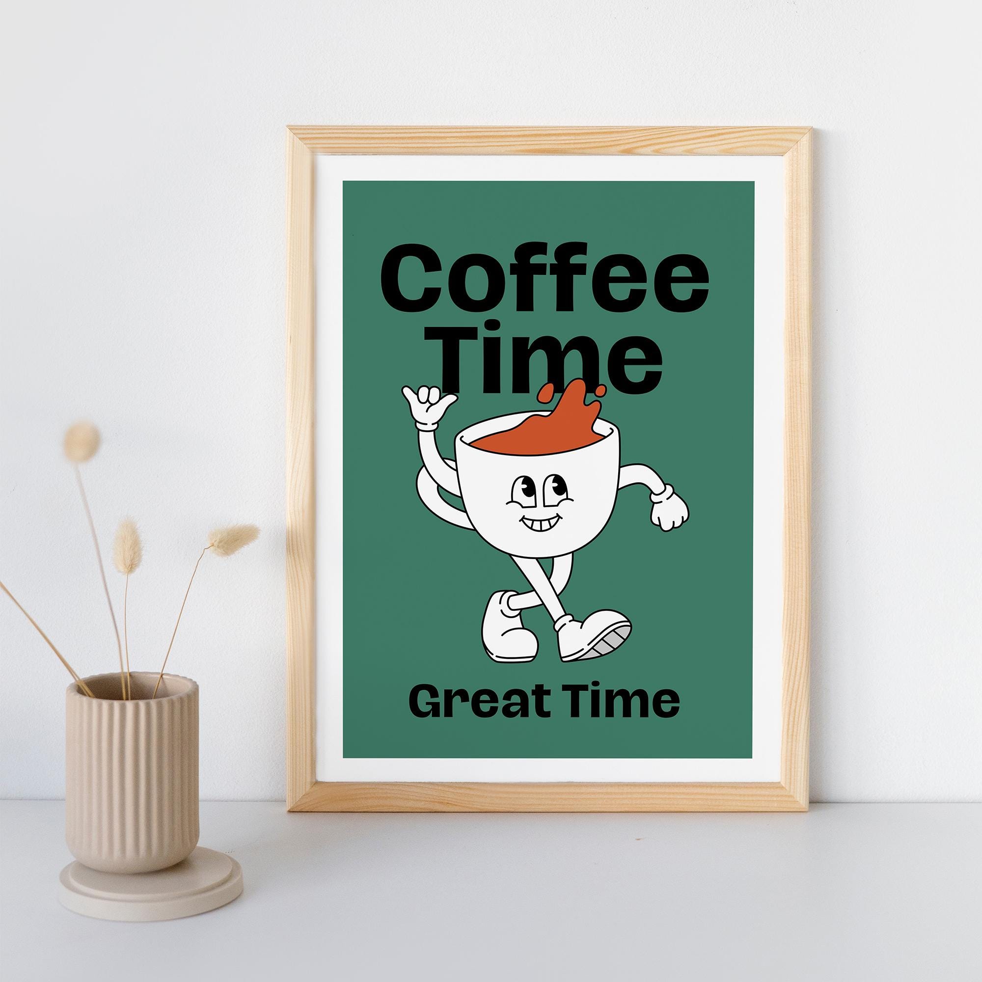Coffee Time Art Poster - Premium Wooden Frame, Museum-Quality Paper, Sustainable Materials, Ready-to-Hang, Perfect Gift Idea