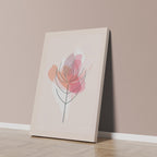Modern Floral Line Art Poster – Pink Abstract Flower Print, Framed or Canvas Wall Art for Home & Office Decor