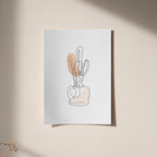 Minimalist Line Art Cactus Print – Modern Boho Wall Art, Abstract Botanical Drawing, Scandinavian Poster, Neutral Aesthetic Decor