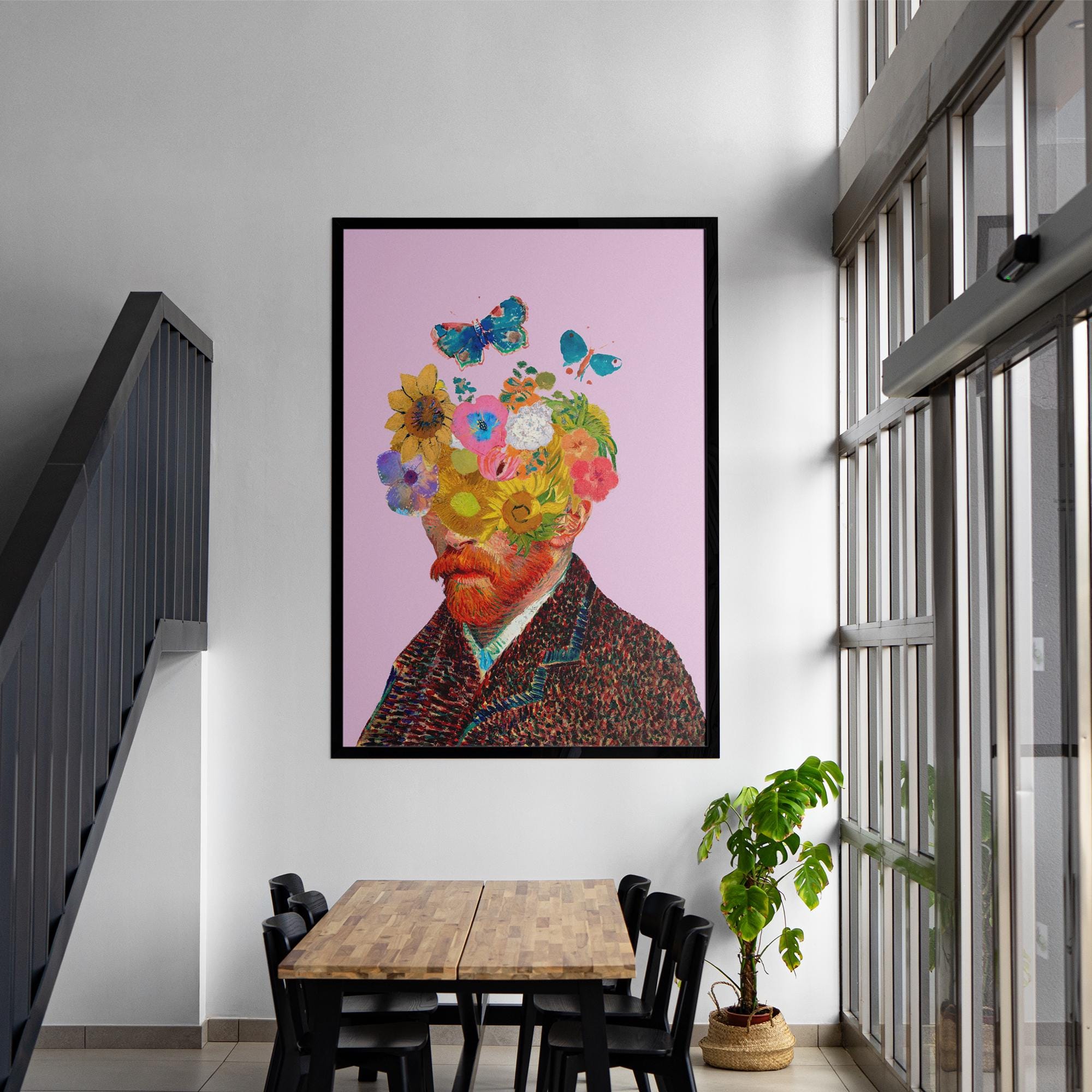 High-Quality Floral Art Print - Museum-Grade Matte Paper, Solid Wood Frame (Black, White, Natural), Ready to Hang, Eco-Friendly