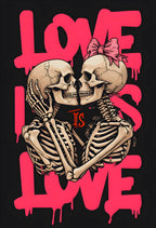 Skeletal Figures Embracing Poster - Love Is Love Art Print - Premium Framed, Museum-Quality Paper, Sustainable Materials - 15 Sizes