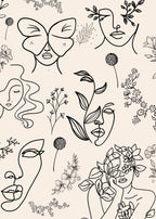 Elegant Abstract Line Art Poster with Floral and Botanical Patterns - Ready to Hang, Museum-Quality Print on Matte Paper, Framed in Wood