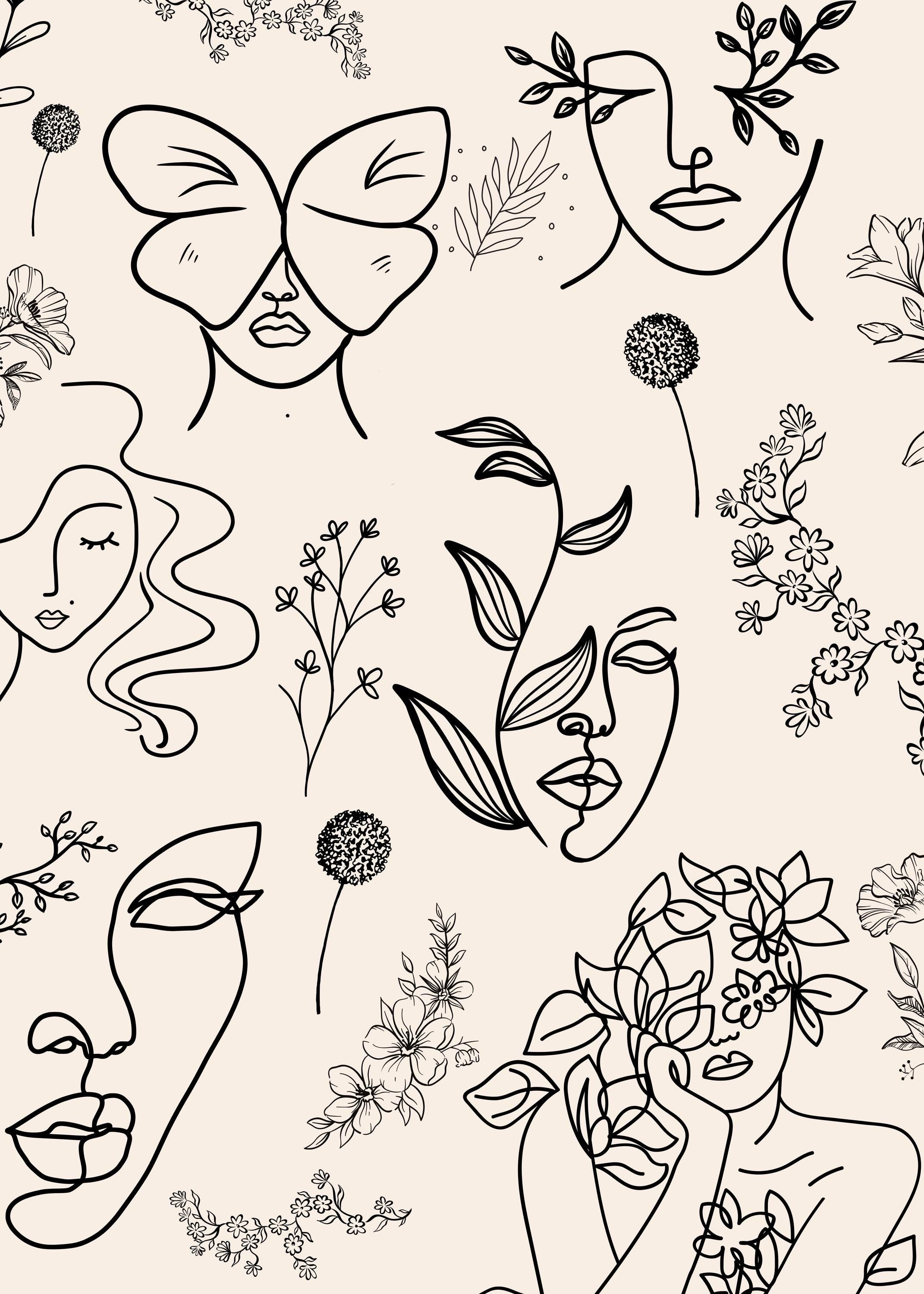 Elegant Abstract Line Art Poster with Floral and Botanical Patterns - Ready to Hang, Museum-Quality Print on Matte Paper, Framed in Wood
