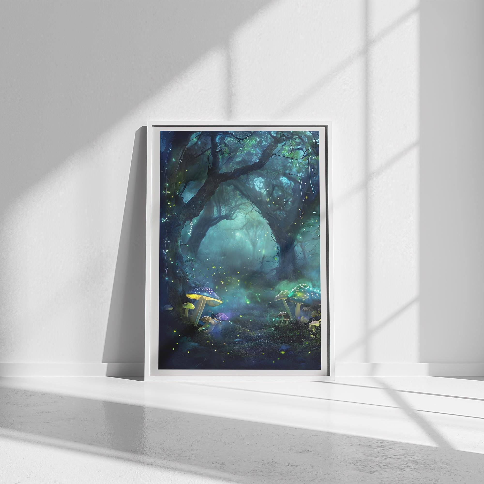Enchanted Forest Wall Art | Glowing Mushroom Fantasy Print | Framed or Canvas | Mystical Woodland Decor | Dreamy Nature | Digital Download