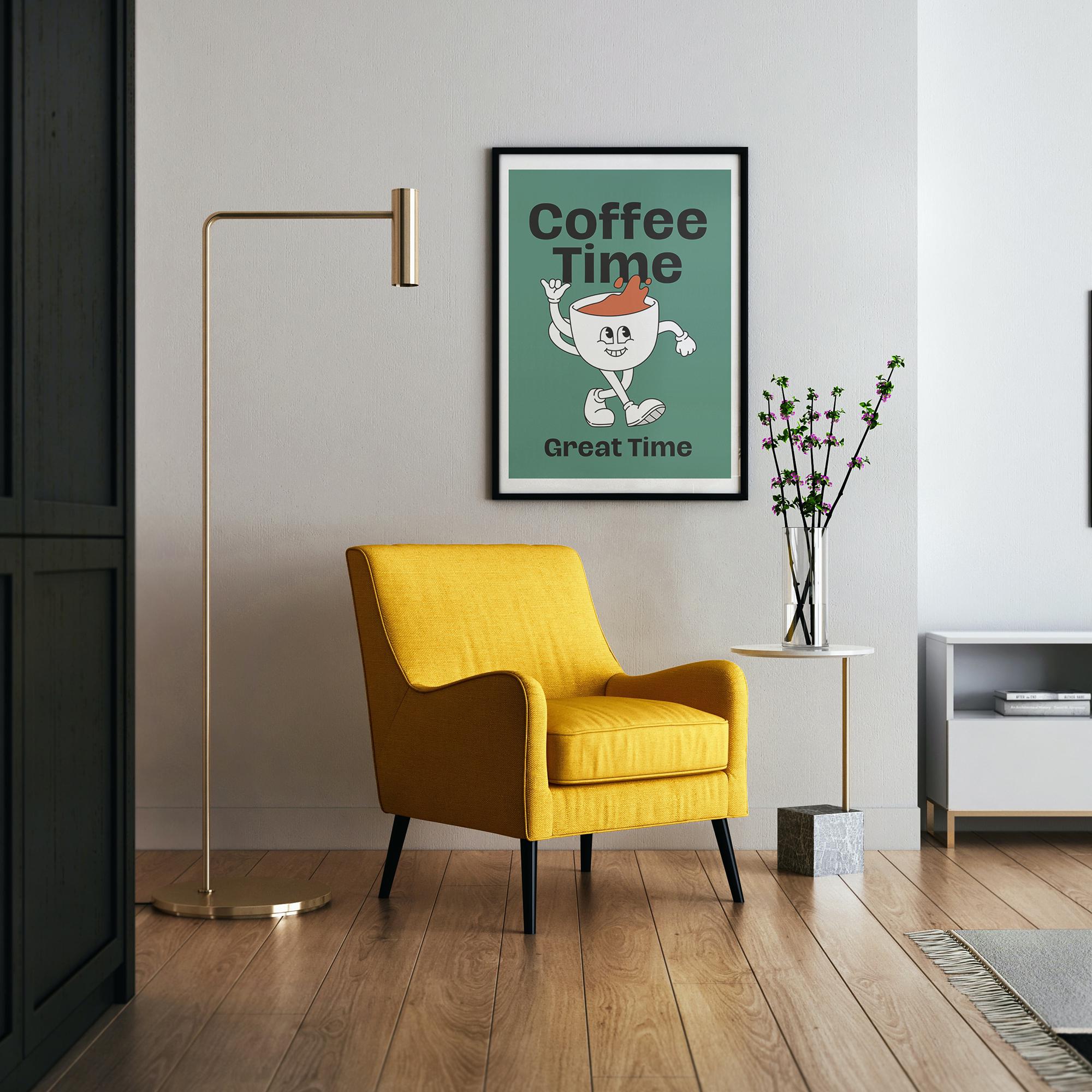 Coffee Time Art Poster - Premium Wooden Frame, Museum-Quality Paper, Sustainable Materials, Ready-to-Hang, Perfect Gift Idea
