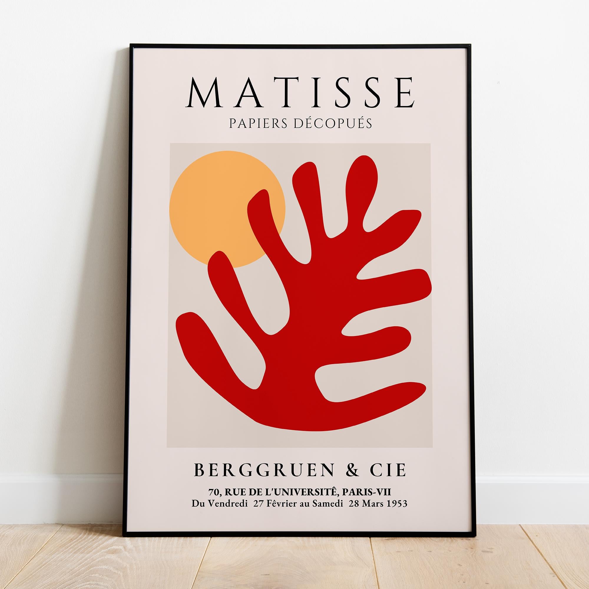 Matisse Red Coral Cutout Poster - Museum-Quality Art Print - Solid Wood Frame - Modern Wall Art - Ready to Hang