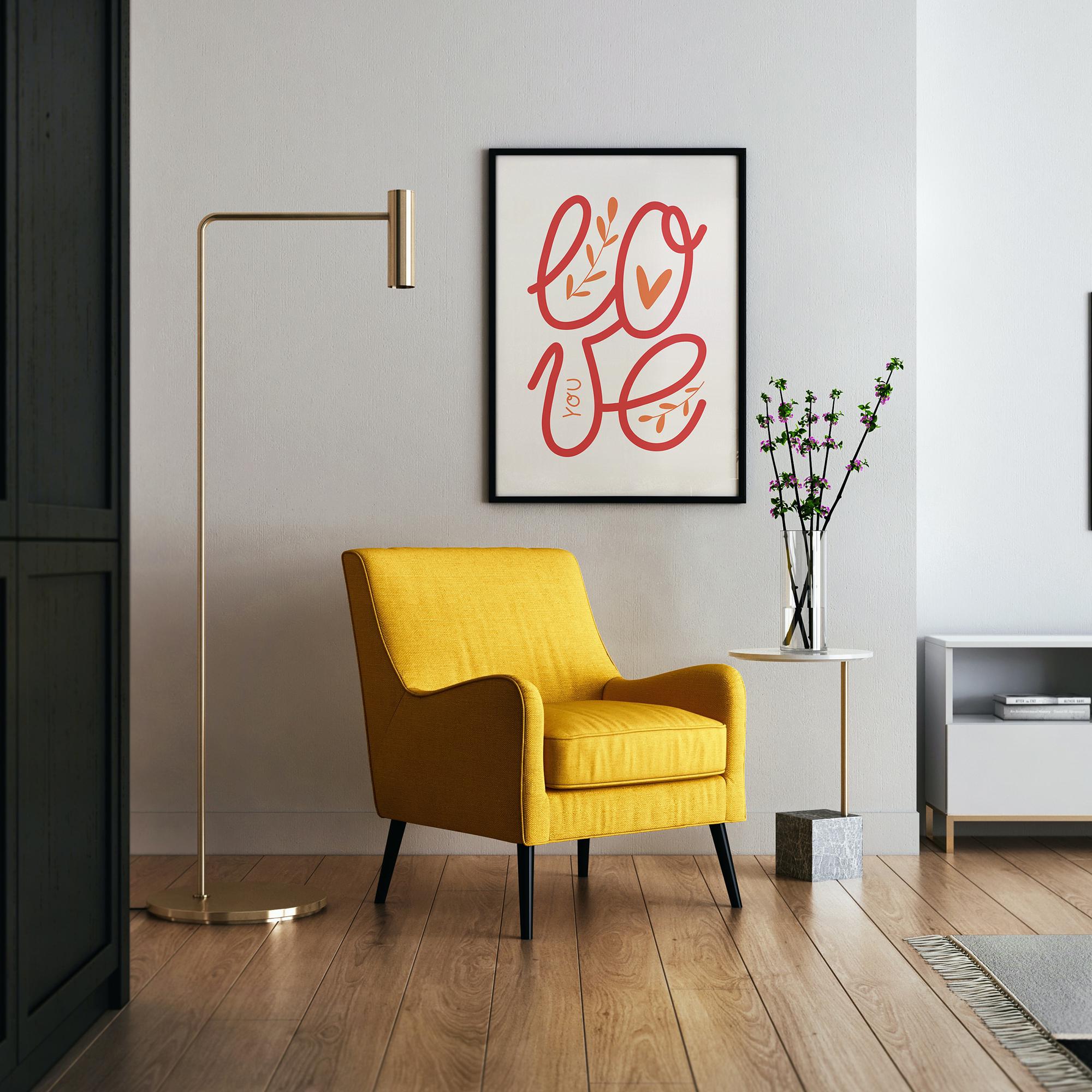 Love You Poster - Museum-Quality Art Print, Solid Wood Frame, Ready to Hang, Sustainable Paper, Perfect Gift for Home Decor