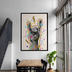 Retro Pop Art Hand Sign Poster - Museum-Quality Matte Print, Premium Pine Frame, Plexiglass Protection - 3 Frame Colors Available!